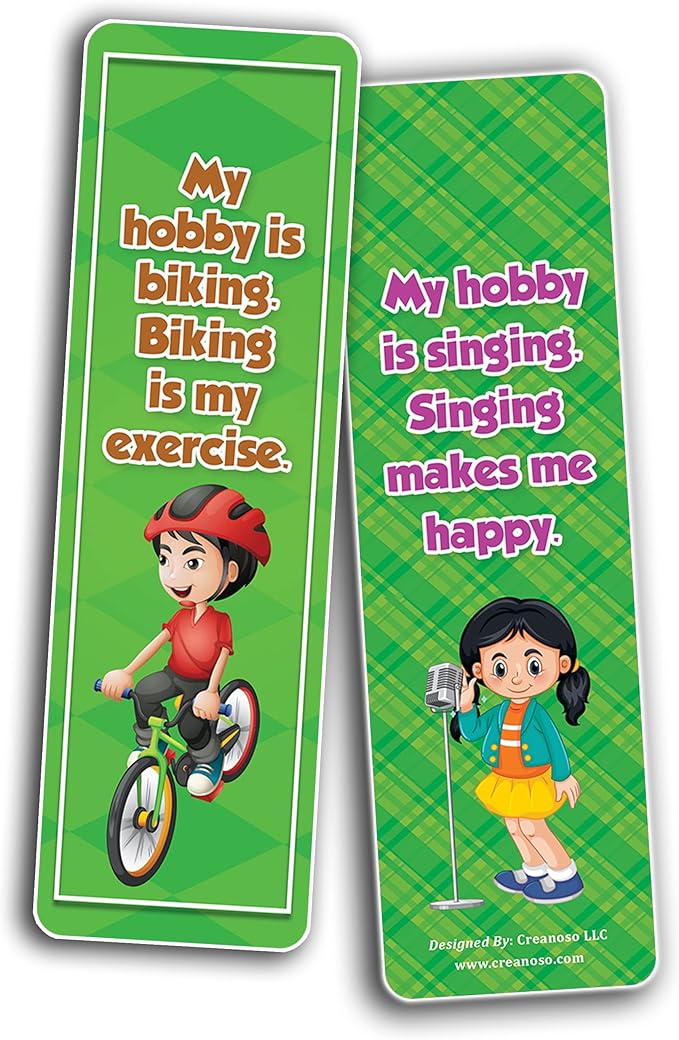 Creanoso My Hobbies Bookmarks (2-Sets X 6 Cards) – Daily Inspirational Card Set – Interesting Book Page Clippers – Great Gifts for Adults and Professionals