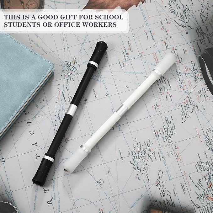 Outus 2 Pieces Spinning Pen Rolling Finger Rotating Gaming Trick Pen Mod with Tutorial No Refill Stress Releasing Brain Training Toys for Adults Office Supplies(Mixed Color)