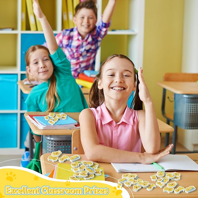 CJiangpo 60Pcs Golden Retriever Mini Eraser for Kids Bulk - Cute Cartoon Pencil Rubber Eraser Novelty 3D Desk Puzzle Rubbers Dog Birthday Party Favors Filler Kids Back to School Classroom Prizes Gifts