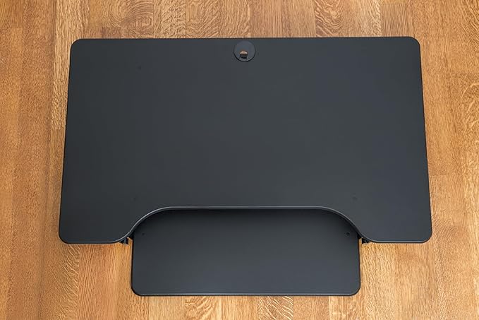 Rocelco 40" Large Height Adjustable Standing Desk with AC Outlet USB Charger and Floor Stand BUNDLE - Tall Dual Monitor Riser Computer Workstation - Keyboard Tray - Black (R DADRB-40-ACUSB-FS2)