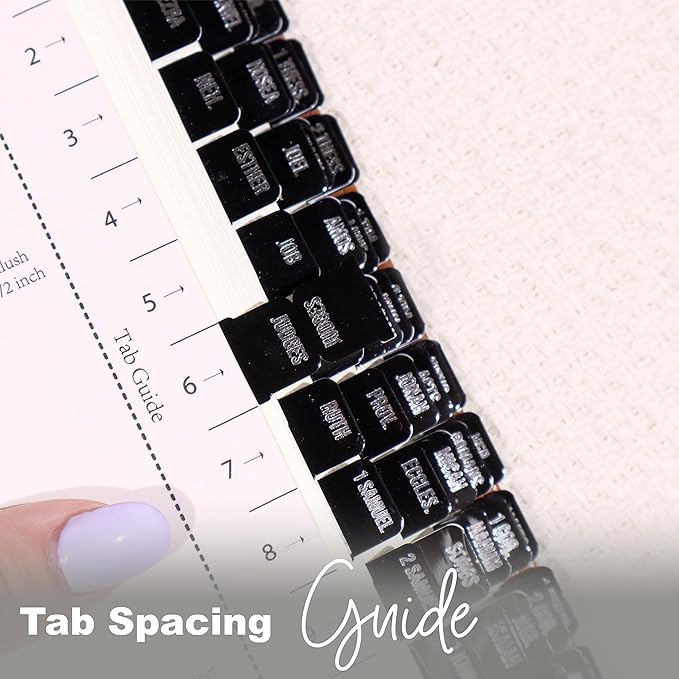 Idyllic Grace - Mini Bible Tabs, Silver Foil Lettering, Journaling, Small Bibles, Study Tool, 90 Tabs, Old and New Testament, Christian, Catholic, Apocrypha, Index Tabs, Glossy Laminated - Glorious