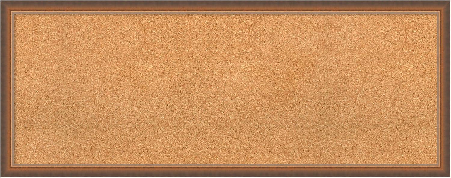 Amanti Art Natural Cork Board for Wall, 18x46 Vision Board with Bronze Frame, Oversize Corkboard Office Decor for Home Organization, Modern Corkboard Pinboard to Display Items for Home Organization