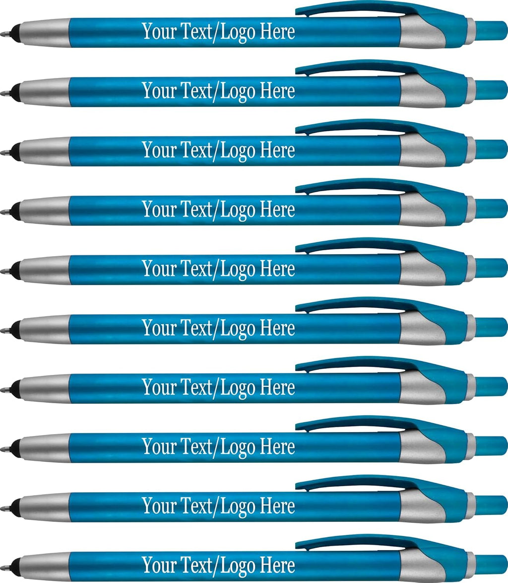 Personalized Pens in BLUE INK With your Custom Logo or Text Pens-Pack of 450- for Marketing, Parties, and Events, 2 in 1 Capacitive Stylus & Ballpoint Pen Compatible With Touchscreen Devices, Teal