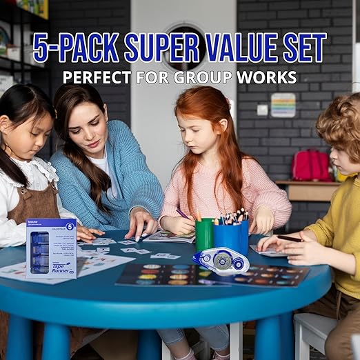 Tape Runner - Double Sided Adhesive with Dispenser Roller Included - Acid Free, Sticky, Clear & Transparent - Ideal for Scrapbooking, Crafts & More - Mini (197 inches per Cartridge), 20 Cartridges