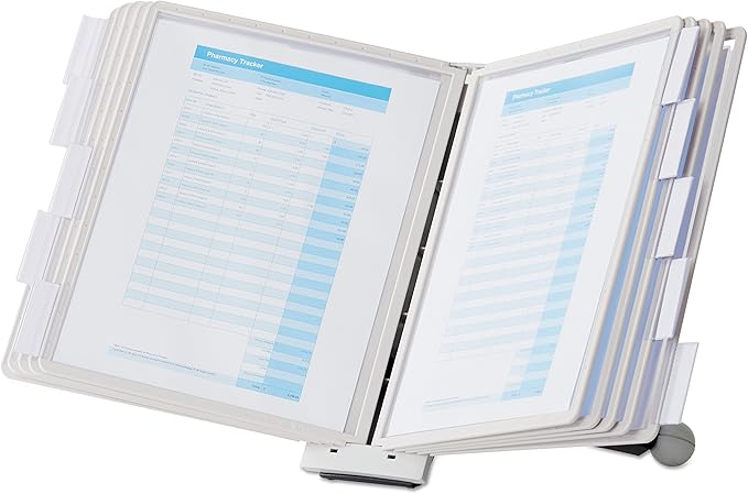 DURABLE Desktop Reference System, 10 Double-Sided Panels, Letter-Size, Gray, SHERPA Design (554210)