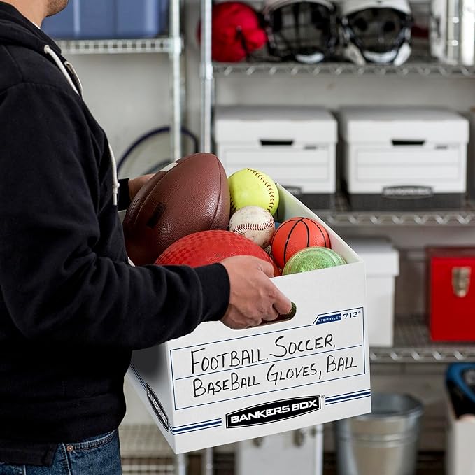 Bankers Box 12 Pack Standard Duty File Storage Boxes, Standard Assembly, Removable Lid, Letter/Legal (0071301)