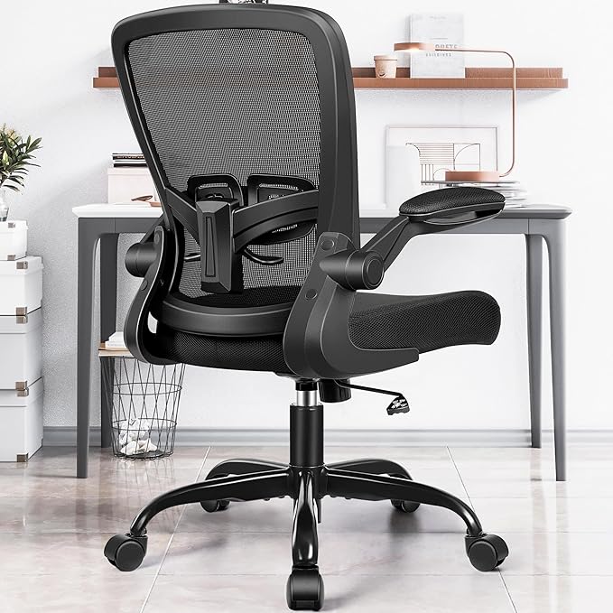 FelixKing Office Chair, Ergonomic Desk Chair with Adjustable Height and Lumbar Support Swivel Lumbar Support Desk Computer Chair with Flip up Armrests for Conference Room (Black)