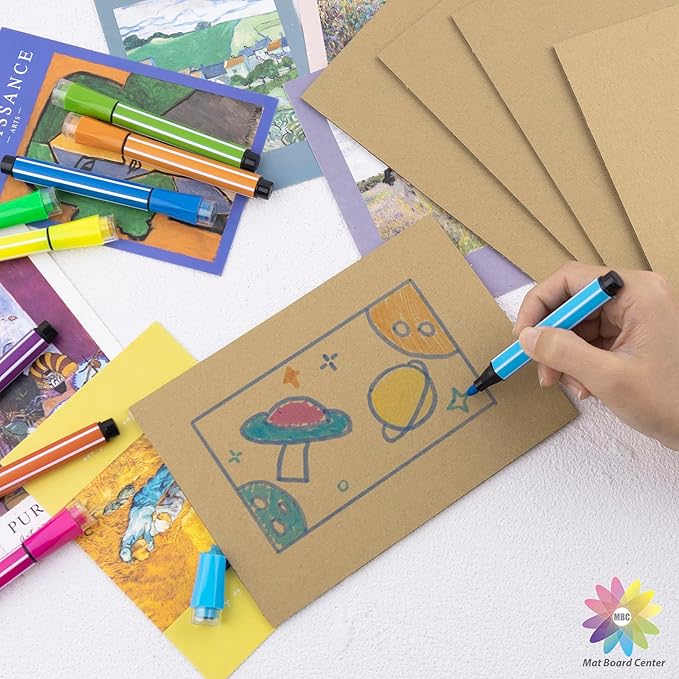 Mat Board Center, 25 pack 12x12 Brown Cardboard sheet, 1/8 inch thick, Flat Corrugated Cardboard Inserts for Packing, Shipping, Mailing, Cardboard Backing, Art Craft Card Board