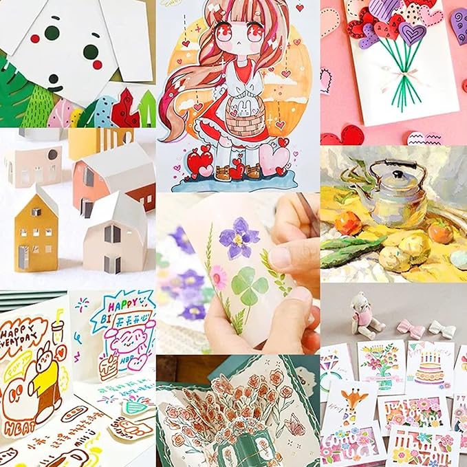 100 Sheets White Cardstock Thick Paper - Blank Heavy Weight 350gsm Cover Card Stock for Invitations,Stationery Printing,Scrapbooking,Crafts,DIY Cards, Paper Crafting (8x10 Inches)