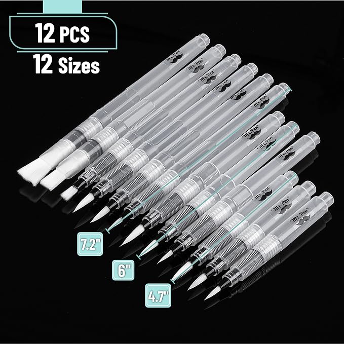 Mr. Pen- Watercolor Brush Pens, 12 pcs, Watercolor Brushes Set, Watercolor Pens for Adults, Water Brush Pen, Water Color Pens, Watercolor Brush Set, Refillable Brush Pen, Water Brushes for Watercolor