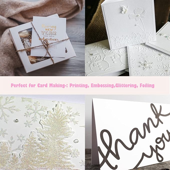 100 Sheets White Card Stock Printer Paper 250gsm 92lb Cover Blank Thick Cardstock Paper for Inviations Card Making,DIY Craft