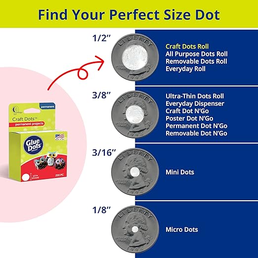 Glue Dots, Craft Dots, Double-Sided, 1/2", .5 Inch, 600 Dots, DIY Craft Glue Tape, Sticky Adhesive Glue Points, Liquid Hot Glue Alternative, Clear, 3 Pack