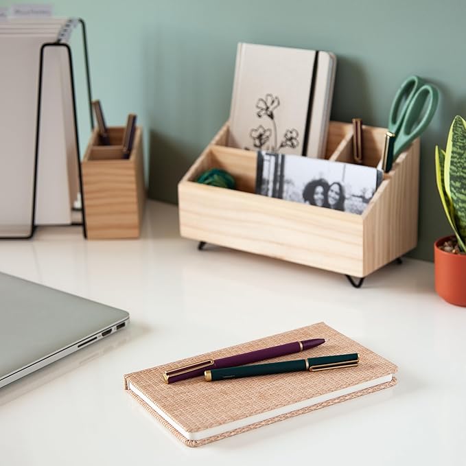 U Brands Catalina Felt Tip Pens, Set of 6, Soft Touch Jewel Tones with Gold Details, Medium (0.7 mm) Point, Black Ink