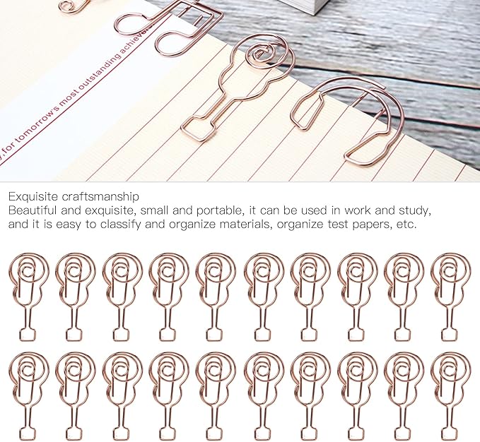 Shaped Paper Clips, Cute Guitar Shaped Paper Clips Notebook Metal Material for