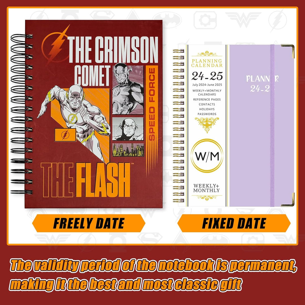 Cool Hero Academic Planner, Weekly Monthly Daily Agenda, Custom Date Organizer for Junior，Senior Students, Spiral Bound Notebook with Colorful Tabs,Datebooks for Time Management (Red and Yellow)