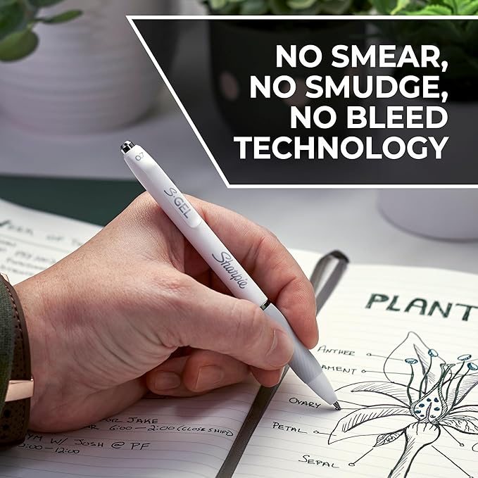 Sharpie S-Gel Pens, Fashion Barrel Gel Ink Pens, Pearl White Body, Medium Point Pens (0.7Mm), Writing Pens, Coloring Pens, Gel Pens For Journaling, Rich Dark Color Assortment, 4 Count