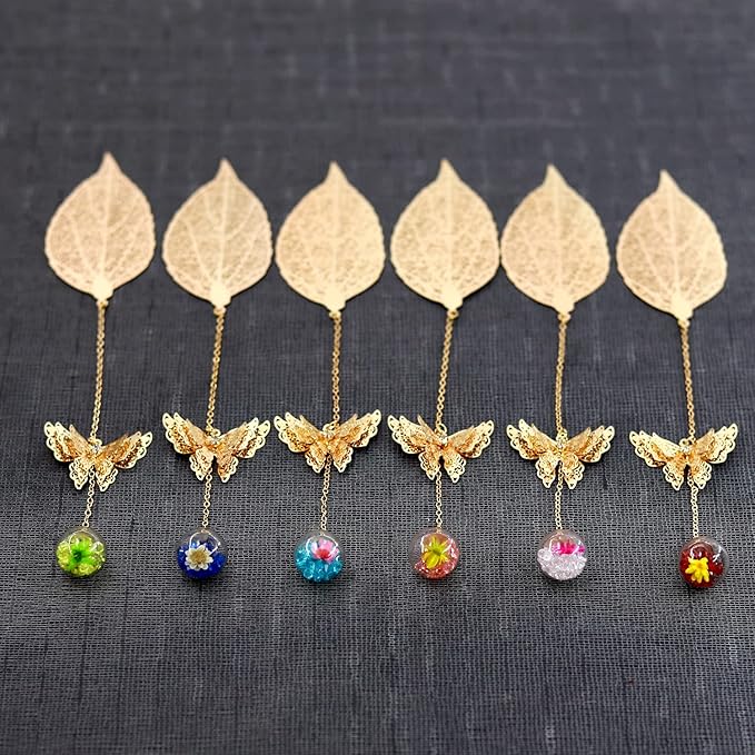 Toirxarn Gold Leaf Bookmark with Butterfly Charm - Elegant Bookmarks for Women, Book Lovers Gifts, Book Marker for Reading, Teacher Appreciation Gifts, Unique Birthday Gifts, Religious Gifts