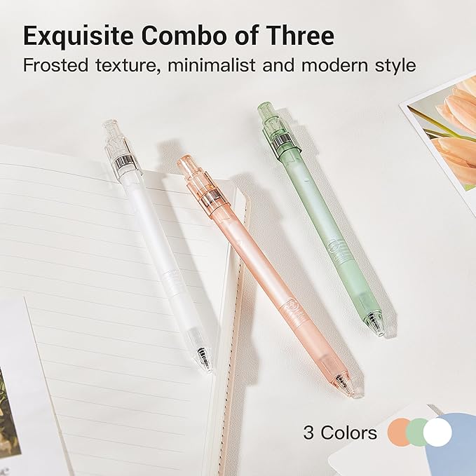 Leven Fidget Spinning Gel Pens Pack of 3, Stress Relief 0.5mm Black Ink Pens, Fine Point Smooth Writing Ballpoint Pen, Quick Dry for Journaling Office School Minimalistic