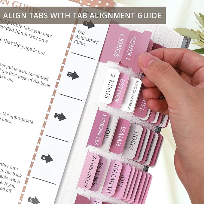 Pink Bible Tabs for Women & Men, Laminated Bible Tabs for Study Bible, Boho Theme Bible Tabs for Easy Navigation, Simplify Your Bible Reading Experience with Easy-to-Use Indexing Tabs