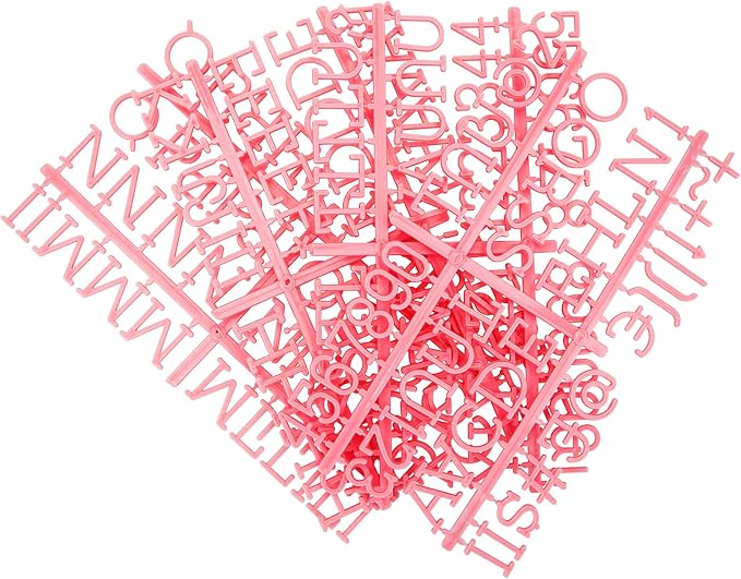 1 Inch Letters for Felt Letter Board,188 Pieces Including Letters, Numbers & Symbols for Changeable Plstic Letter Board by Veskaoty (Pink)