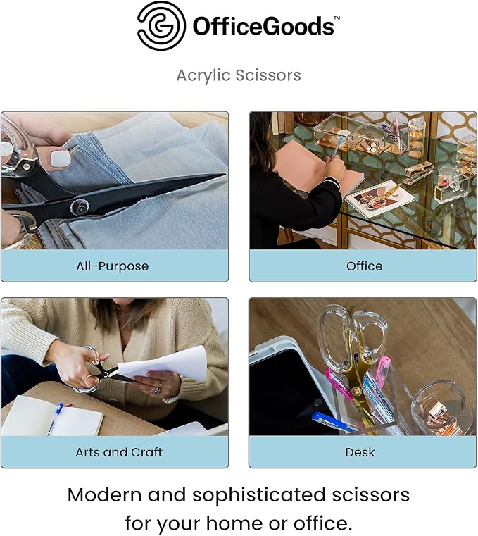 OfficeGoods 9” Stainless Steel Acrylic Scissors for Office and Home - Aesthetic and Sharp All Purpose Scissors, Perfect for Sewing, Arts and Crafts - Matte Black