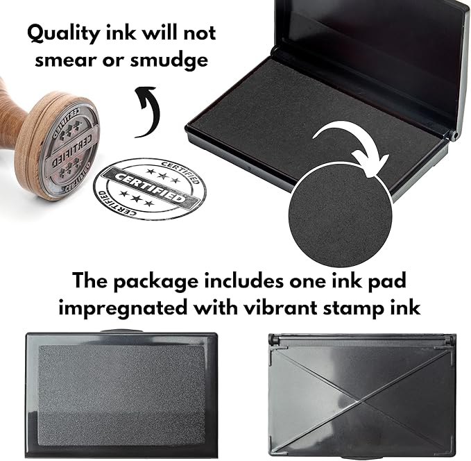 Ink Pad for Rubber Stamps, Stamp Pad for Clear Impression Stamping, Quality Felt Pad Black Ink, Red Ink, Blue Ink (Black, S (2 * 3.5))