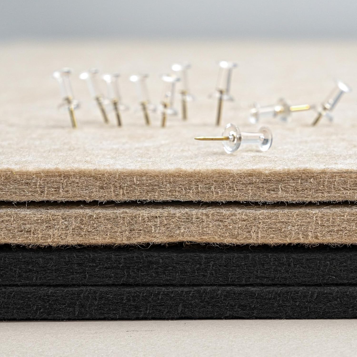 Bulletin Board, 35 x 17 1/2 inches Felt Board - Decorative Pin Board, Cork Board Alternative for Wall, Foldable Picture Board Self-Adhesive Vision Board Prayer Board with 20 Pushpins Black