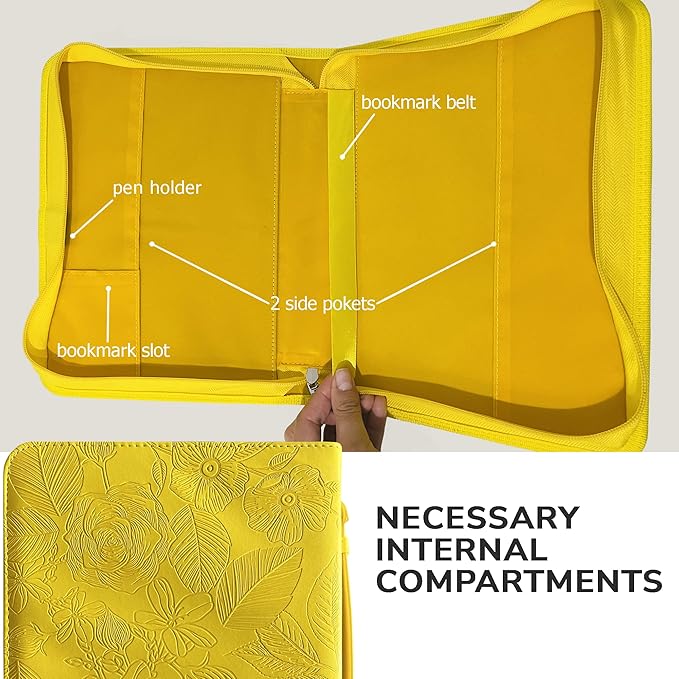 DEHITE Briefcase for Women – Leather Carrying Bag Large Size – | Fits Book 7 x 10.1 x 1.9 in | Pen Slots | Zippered Pocket | Premium Faux Leather | – Yellow Accessories Gifts