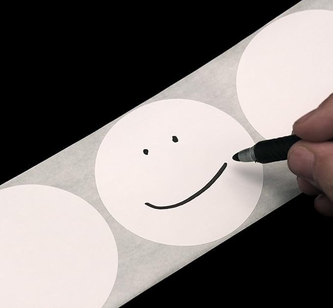 ChromaLabel 3 Inch Circle Sticker Labels, Easy to Write On Round Colored Stickers, High Visibility Permanent Labels - 500 Sticky Dots per Roll, White Dot Stickers