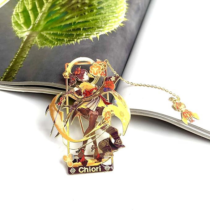 Genshin Impact Chiori Metal Bookmark - Anime Figure Merch with 3D Display Box - Birthday Gifts for Fans Friends Gamer Book Lovers - Zllada