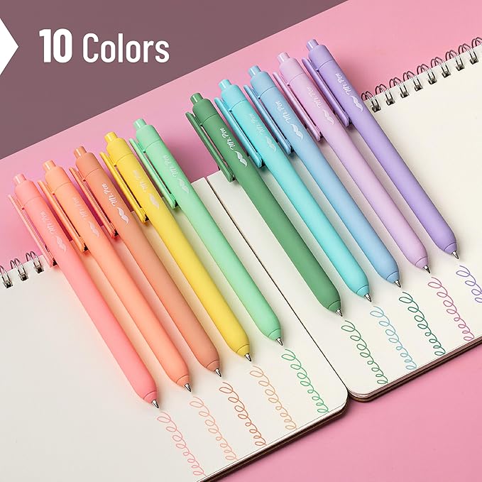 Mr. Pen- Retractable Gel Pens, 10 Pack, Pastel Color Ink Gel Pens, Gel Pens Fine Point 0.7mm, Retractable Pens, Cute Pens, Gel Ink Pens, Aesthetic Pens for Journaling Fine Tip Pens