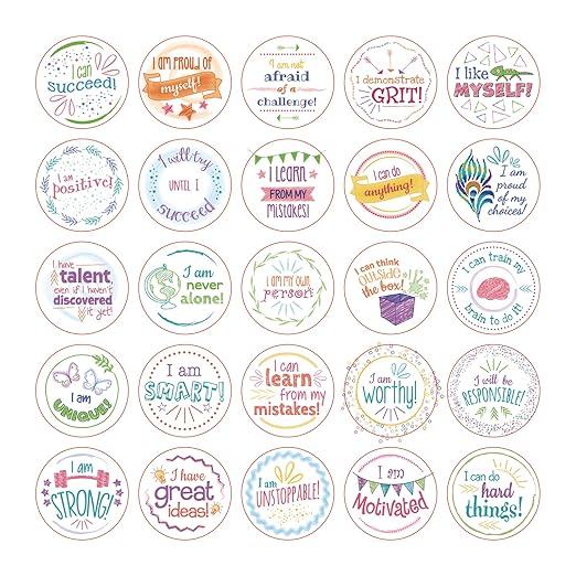 Really Good Stuff Confidence Chips – 100 Empowering, Motivational, Positive Affirmations – Encourage Positive Feelings– Social-Emotional Learning – SEL for The Home and Classroom