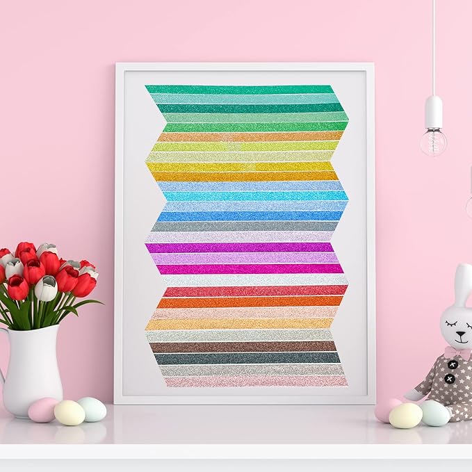 Eaasty 30 Rolls Glitter Washi Tape Colored 66 Yard Rainbow Metallic Tape Decorative Adhesive for Art Scrapbook DIY Craft Projects Gift Wrapping Decor