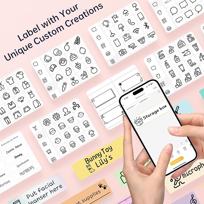 Label Maker Machine with Tape, Portable Mini Label Printer, HP3 Bluetooth Sticker Maker Machine with Multiple Templates for Office Home Small Business Organization, Small Thermal Label Printer, White