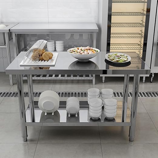NSF Commercial Stainless Steel Worktable - 24 x 30 Inches with Undershelf, Heavy Duty Prep Table for Restaurants, Homes, and Hotels - Ideal for Christmas Prep.