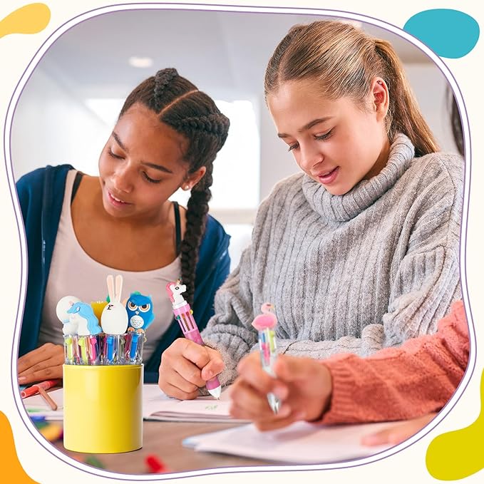 18 Pcs Multicolor Pen in One Include 4 In1 and 10 in 1 Colored Cute Pens Retractable Cartoon Ballpoint for Valentine‘s Day Birthdays Office Gifts (Classic)