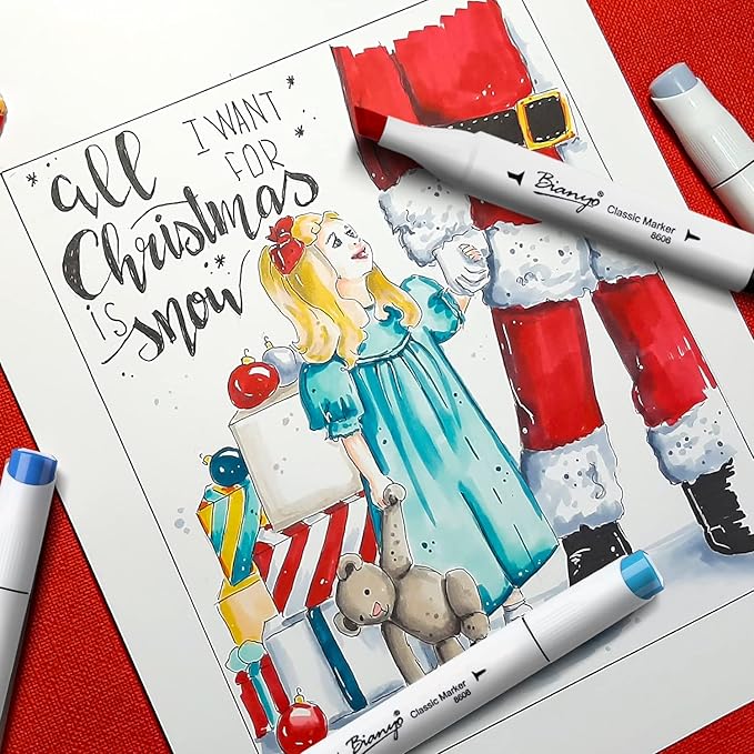 Bianyo 72 Colors Alcohol Markers Set, Dual Tip Art Markers with Bullet & Chisel Tips, Black Case with Customizable Card – Ideal for Coloring, Drawing, and Sketching as Thanksgiving & Christmas Gifts