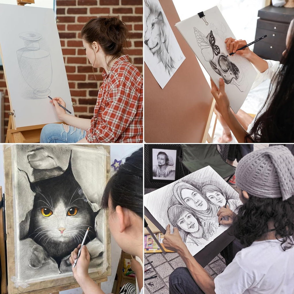 Drawing Sketching Pencils Set, 34 Pieces Pro Art Pencil Kit - Graphite Pencils (14B-4H), Charcoal Pencils, Charcoal Sticks, Artist Pencils for Beginners & Pro Artists