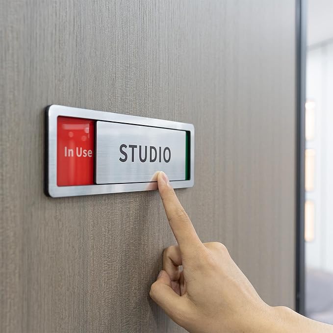 Lactation Room Door Sign with Slider, Do Not Disturb Privacy Office Sign, In Use/Available Acrylic Sliding Indicator for Business Hospital Home, Brushed Silver 8" x 2.6"