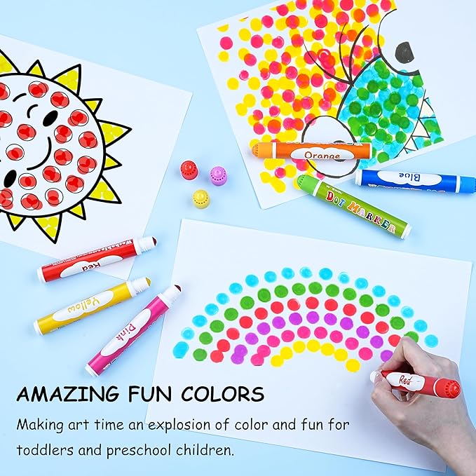 100 Pack Dot Markers, 10 Assorted Colors, 10 Sets x 10 Colors Washable Dot Paint Markers for Toddlers Kids Preschool, Paint Bingo Daubers Supplies, Crafts Kits Coloring Set, Non Toxic Water-Based