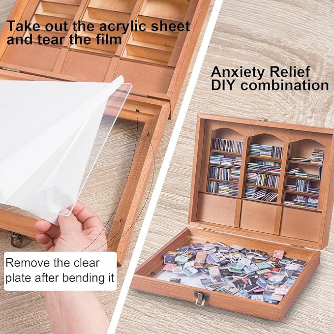 Anxiety Bookshelf Mini Books with 340 Minibooks Portable Bookshelf,Stress-Relief Booksshelf Organizer with Anxiety Quotes,Small Decorative Shelf for Home/Office Desk (Mini Book Display)