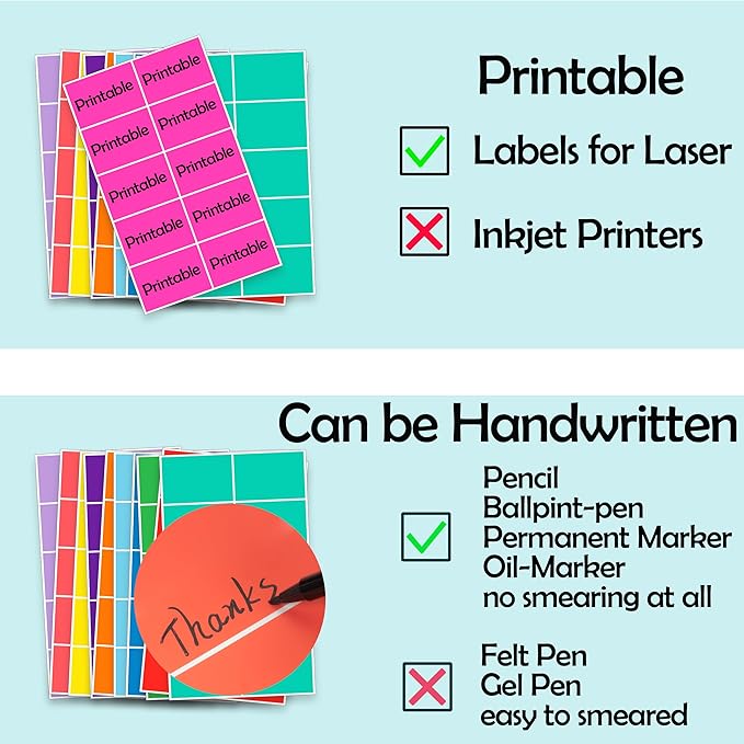 YSHIHE Colored Labels Stickers 3" x 2" Large Color Coding Labels in 12 Assorted Colors Rectangle Name Tags Moving Labels - 480 Pack