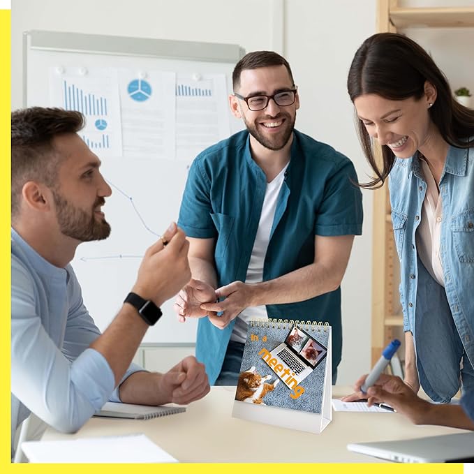 40 Pages Funny Desk Sign, 34 Different Fun and Flip-Over Messages plus 6 Erasable Blank Pages, Funny Desktop Flip Book for Office Gifts Desk Accessories (Cat Design)