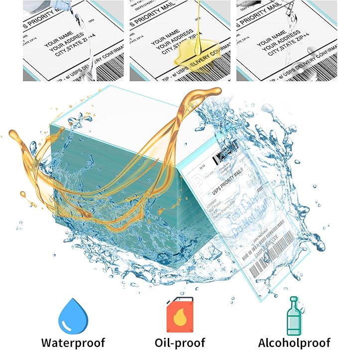 9527 Product Fanfold 4 x 6 Direct Thermal Labels with Blue Background Paper Perforated Shipping Labels for Thermal Printers, 1000 Label per Stack, 4 Stacks 4000 Label