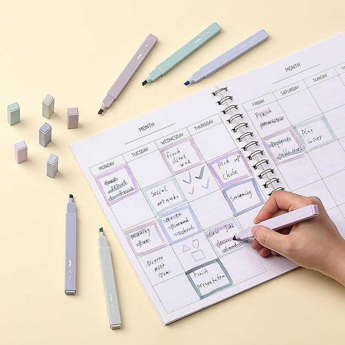 Mr. Pen- Aesthetic Highlighters, 6 pcs, Chisel Tip, Morandi Colors, No Bleed Bible Highlighter Pastel, Highlighters Assorted Colors, Pastel Highlighter Set, Cute Highlighters