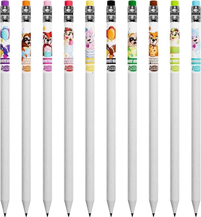 Party Smencils - Patented Gourmet Scented Graphite HB #2 Pencils made from Recycled Newspapers, 10 Count, Gifts for Kids, School Supplies