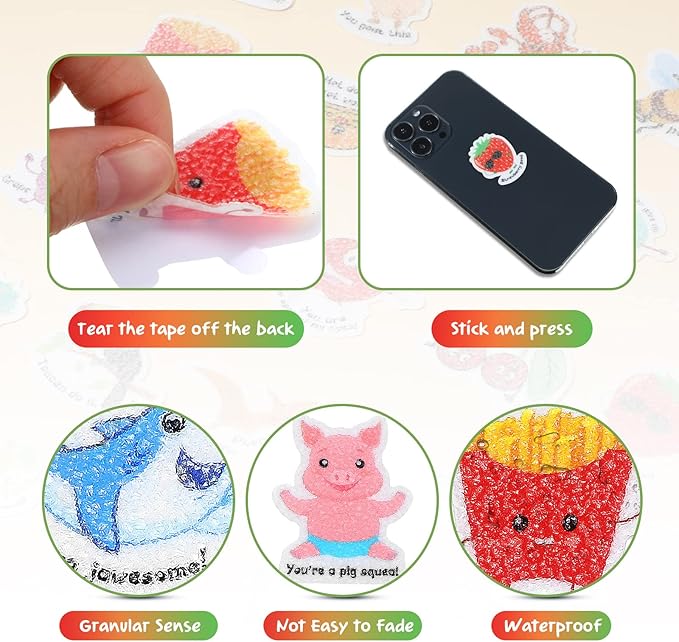 50 Pcs Anxiety Sensory Stickers Calm Stickers Reusable Sensory Strips Adhesive Textured Strips Toys Stress Anxiety Relief Items for Adult Teen Classroom Desk Office Fidget Supplies (Inspiration)