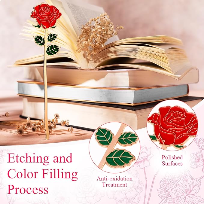 Mabor Red Rose Bookmarks,It’s The Time You Have Spent on Your Rose That Makes Her So Important Personalized Bookmark Rose of Little Prince,Metal Flower Bookmark,