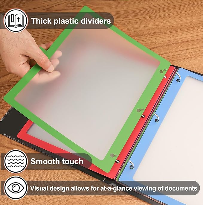 HABGP 16Pcs/2 Set 8 Tab Dividers for 3 Ring Binder, 16 Pcs Clear Color 3 Ring Binder Dividers with Tabs, Page Folder Dividers, Plastic Tabbed File Dividers with Tabs, Three Ring Binder Index Dividers