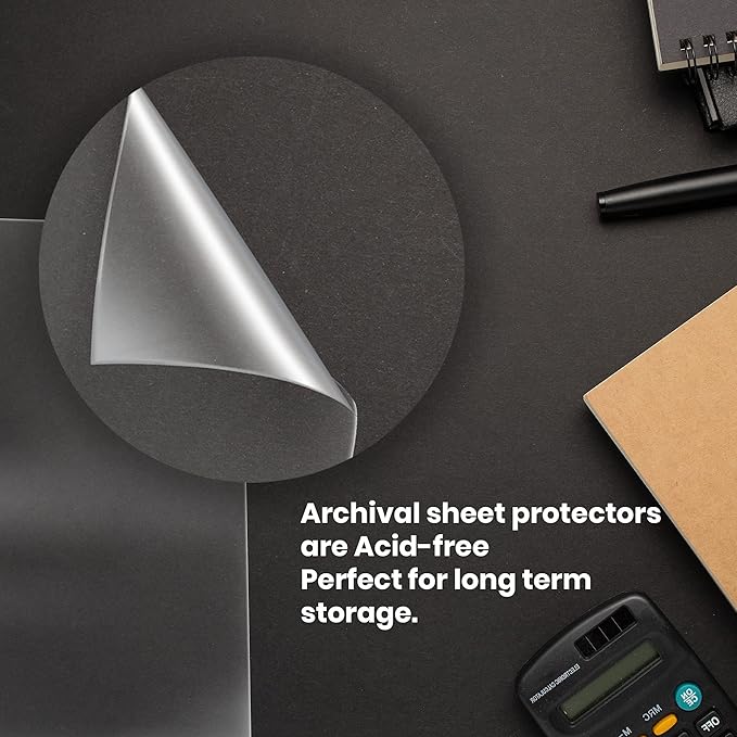 Performore 100 Pack of 8.5x14 Legal Size Heavyweight Clear Sheet Protectors, Plastic Legal Paper Sleeves, Clear Archival Quality, Long Sheet Protectors for Binders Documents